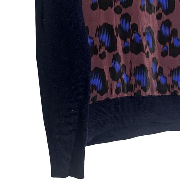 J Crew size S silk and merino wool animal print long sleeve scoop neck top - Picture 4 of 8